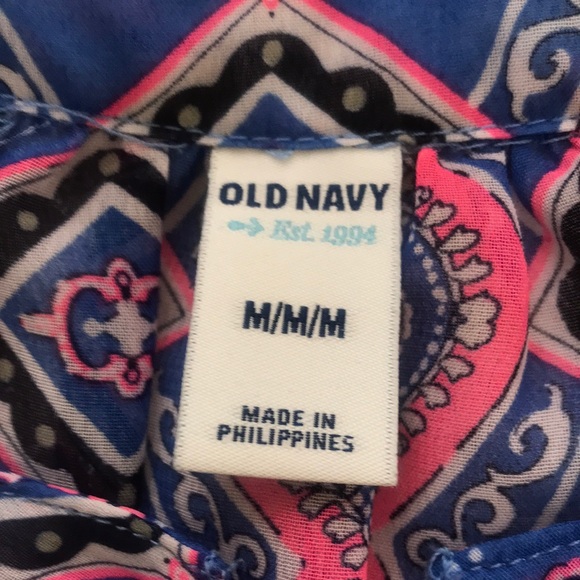 OLD NAVY Blue Paisley Periwinkle Neon Pink Size Medium - Picture 9 of 16